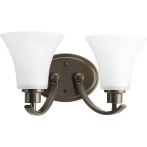 P2001-20W-Progress Lighting-Joy - 2 Light in Transitional and Traditional style - 14 Inches wide by 7.63 Inches high-Antique Bronze Finish-Etched