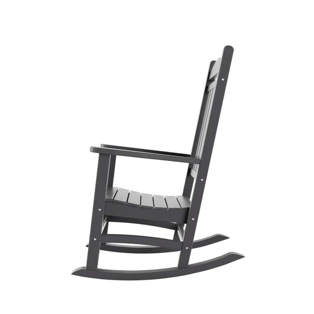 Garden 3-Piece Set Classic Plastic Adirondack Porch Rocking Chair with Round Side Table Included, Gray - Image 9
