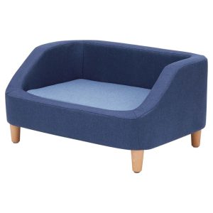 Teamson Pets Bennett Linen Sofa Dog Bed for Pets Up to 66 lbs,  Navy