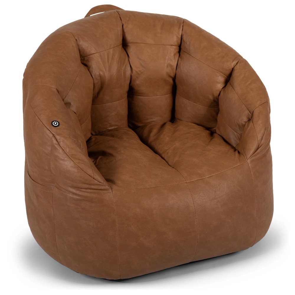 Big Joe Milano w/ Vibe Vibrating Massage Bean Bag Chair for Kids, Teens, Adults, Caramel Montana, Vegan Leather, Lightweight Seat for Reading Nook and Gaming 2.5 foot Refillable - Image 4