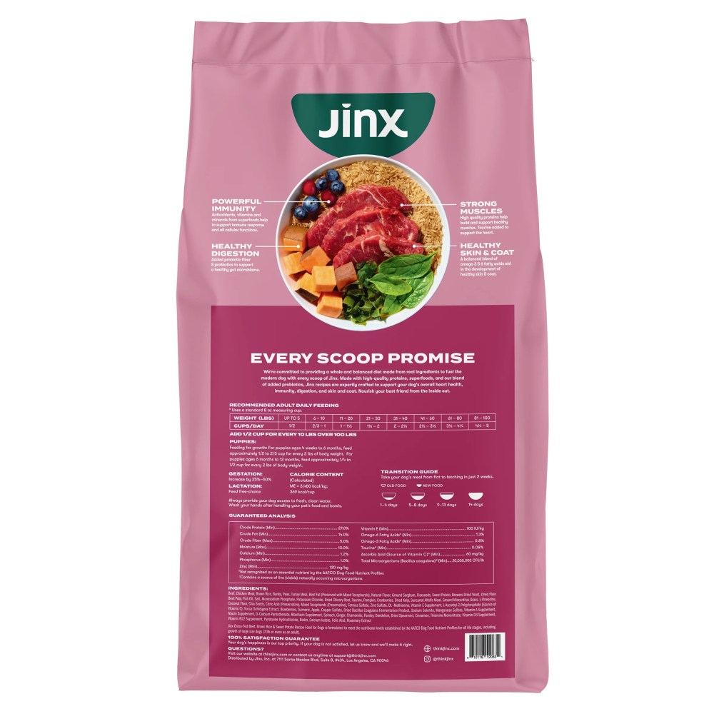 Jinx Beef, Brown Rice, & Sweet Potato Dry Dog Food, 30lb Bag - Image 8