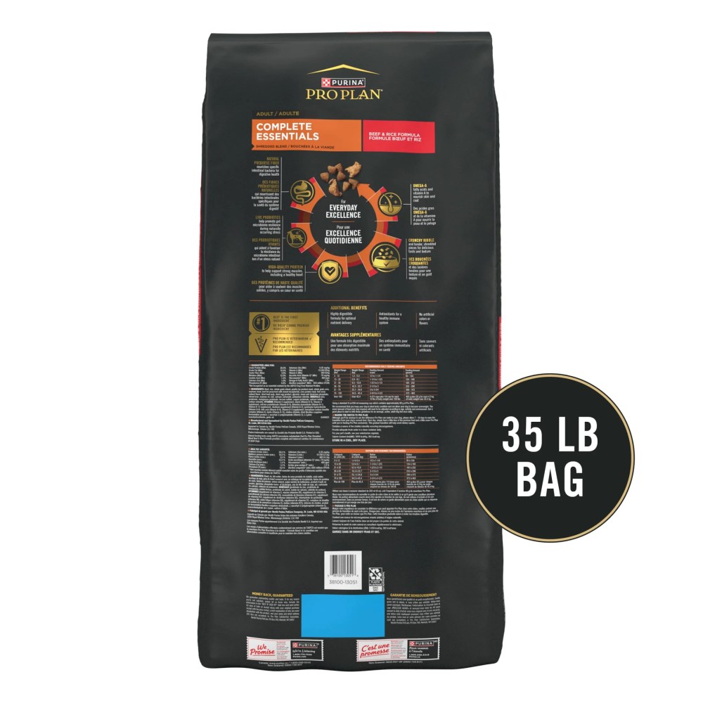 Purina Pro Plan Complete Essentials Shredded Blend Beef and Rice Dry Dog Food Formula with Probiotics for Dogs, 35 lb Bag - Image 9