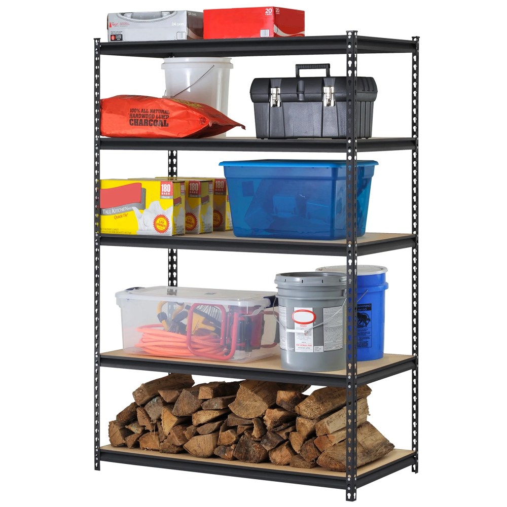 Muscle Rack 48"W x 24"D x 72"H 5-Shelf Steel Freestanding Shelving Unit Black - Image 3