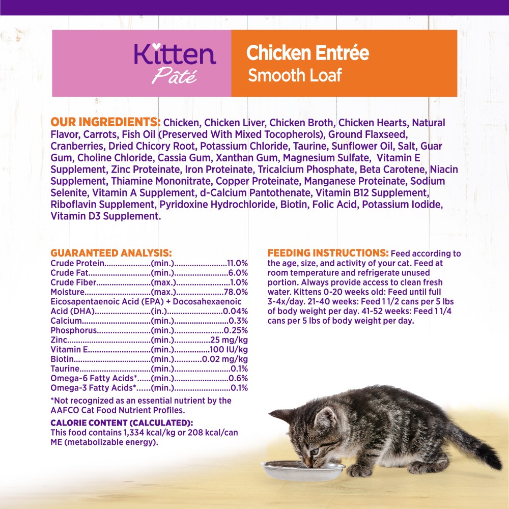 Wellness Complete Health Pate Kitten Canned Wet Cat Food, Natural, Protein Rich, Grain Free, Chicken Entre Recipe, 5.5 oz, Pack of 24 Cans - Image 3