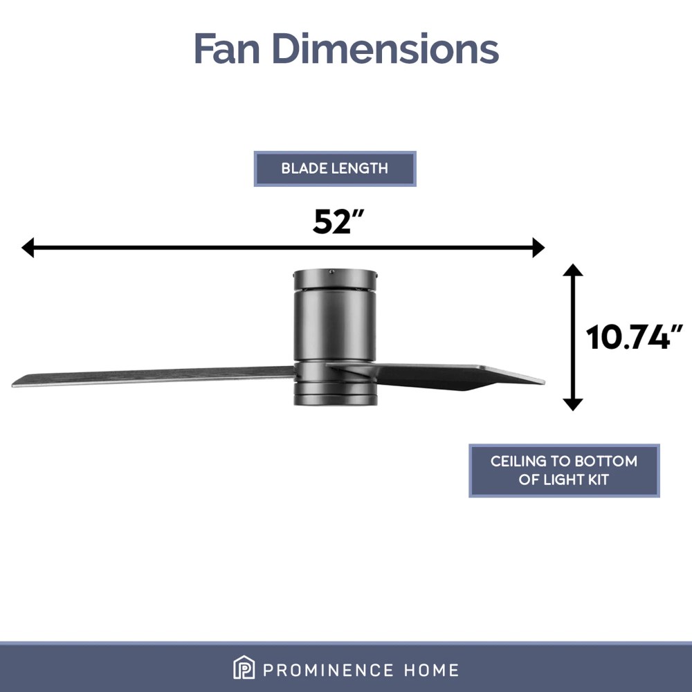 Prominence Home 52 in Espy Matte Black Remote Control 3 Blades Ceiling Fan, Matte - Image 6