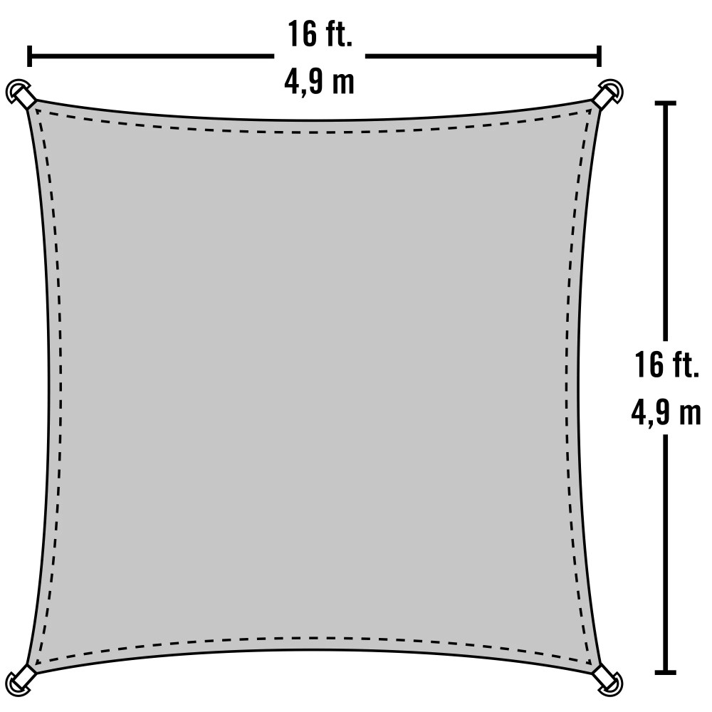 ShelterLogic 16 x 16 ft Sand Shade Sail Square - Heavyweight (Attachment Point/Pole Not Included) - Image 4