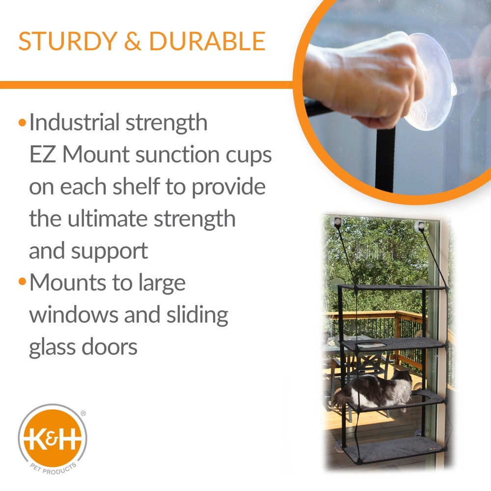 K&H Pet Products EZ Mount Window Kitty Sill Quad Stack Gray 12 X 23 Inches - Image 2