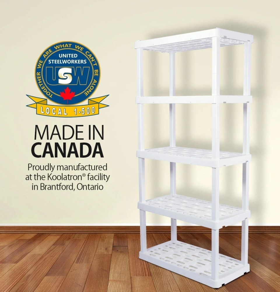 Oskar Plastic Shelving Unit Storage Shelf 5-Tier 74"H x 36"W x 18"D White 750lb Capacity - Image 5