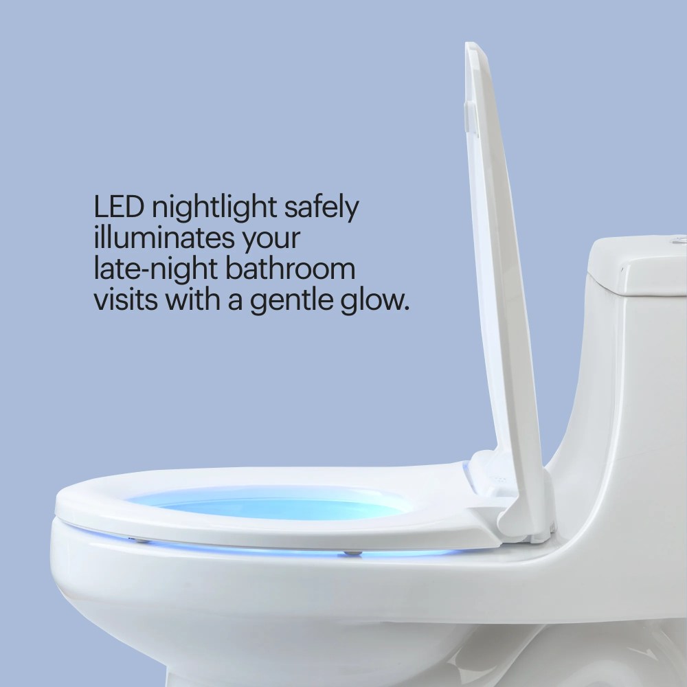 Brondell LumaWarm Heated Nightlight Toilet Seat - Elongated, White - Image 8