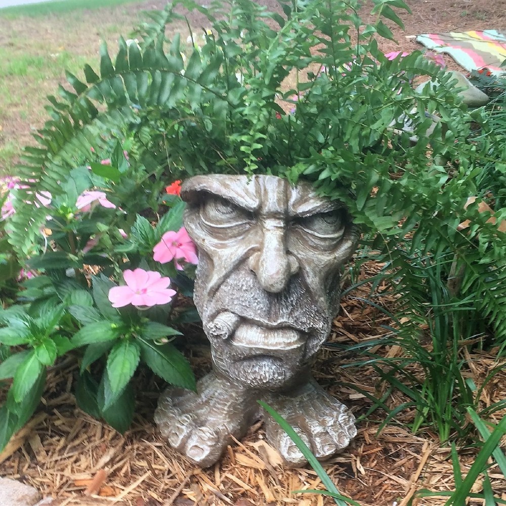 Homestyles Stone Wash Uncle Carmine & Auntie Kayla the Muggly Face Humorous Statue Planter Pot - Image 2