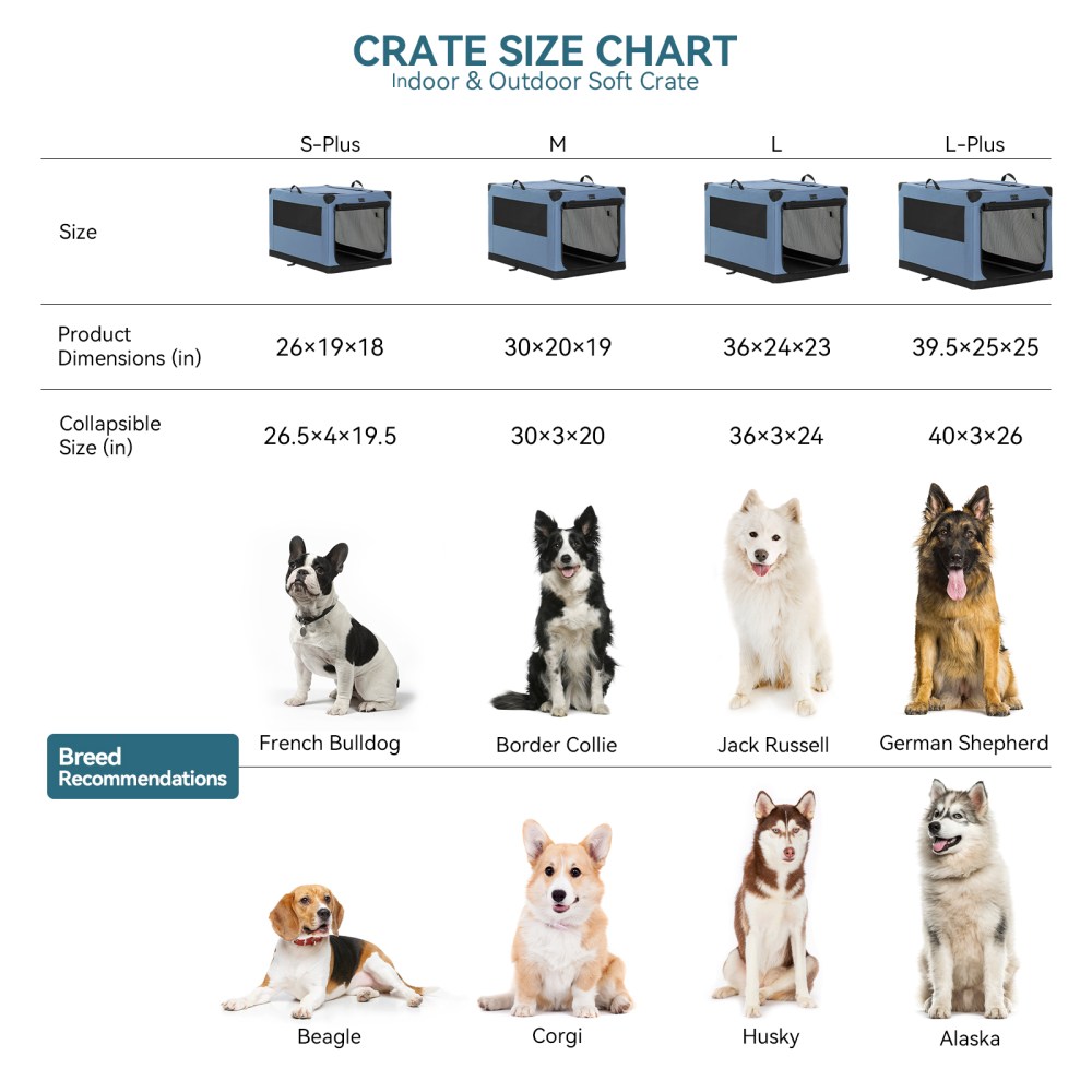Petsfit 36 Inch Portable Large Dog Kennel, Adjustable Fabric Cover by Spiral Iron Pipe, Soft Collapsible Dog Crate Blue - Image 3
