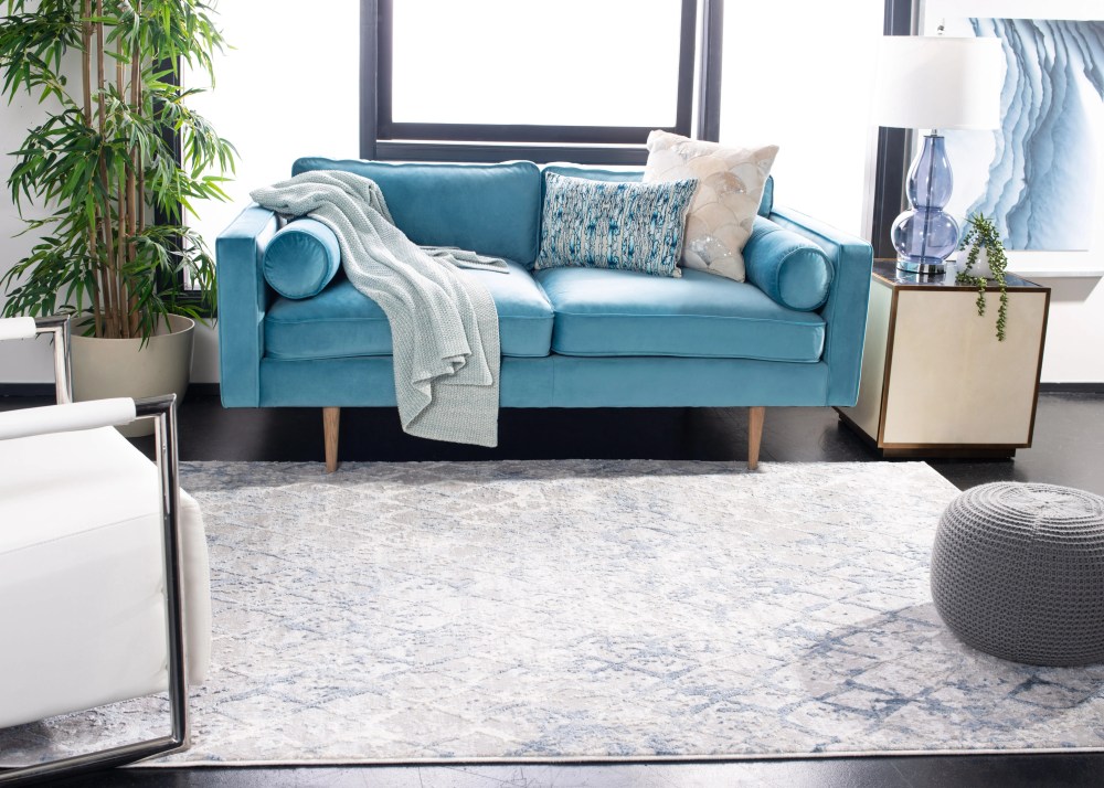 SAFAVIEH Amelia Roslyn Abstract Area Rug, Light Gray/Blue, 12" x 18" - Image 9
