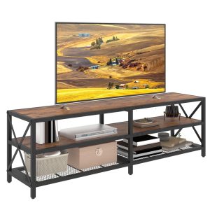 Winkalon TV Stand for TV up to 75 Inch, Wood TV Console Entertainment Center for Living Room, Bedroom, Rustic Brown