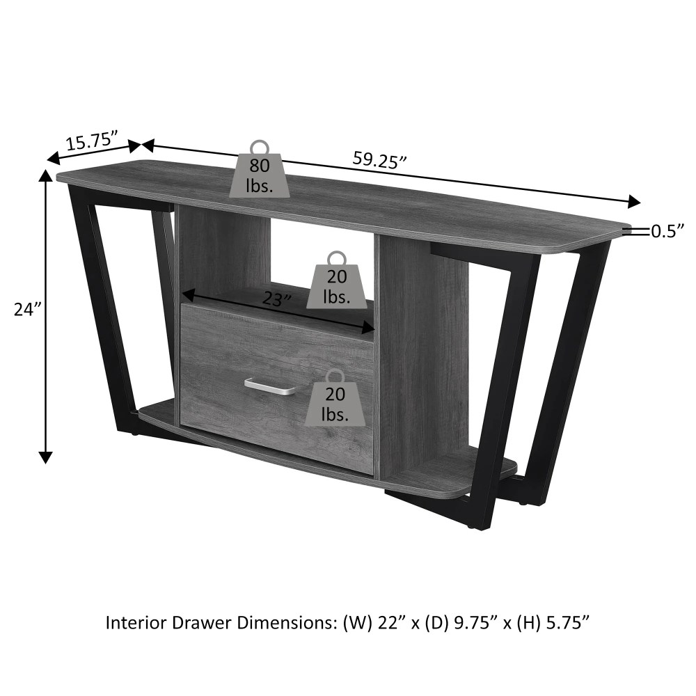 Convenience Concepts Graystone 1 Drawer TV Stand with Shelves for TVs up to 65 Inches - Image 6