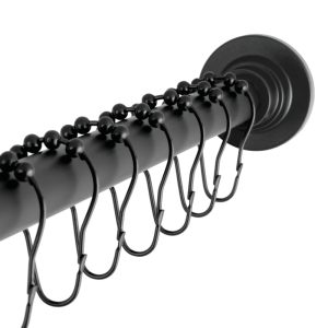 Kingston SCC3110 Edenscape 60-Inch to 72-Inch Adjustable Shower Curtain Rod with Rings in Matte Black