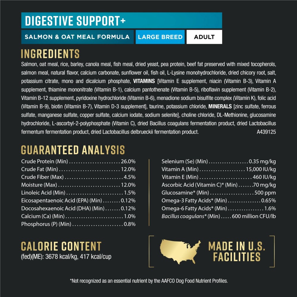 Purina Pro Plan AdvantEDGE Large Breed Digestive Support Plus Salmon and Oat Meal Formula Dry Dog Food, 12 lb Bag - Image 7