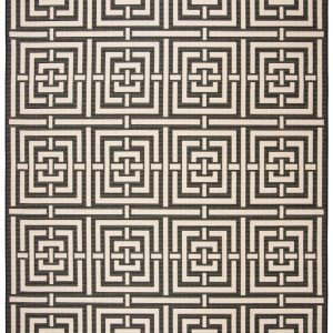 Safavieh Courtyard Ariana Geometric Indoor/Outdoor Area Rug, Black/Bone, 9" x 12"