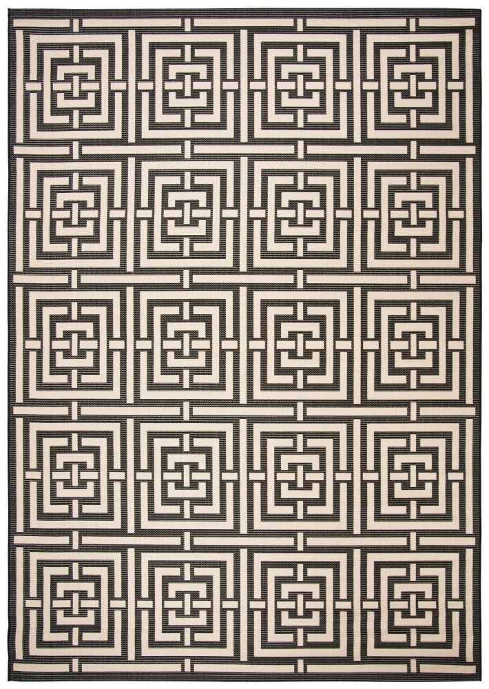 Safavieh Courtyard Ariana Geometric Indoor/Outdoor Area Rug, Black/Bone, 9" x 12"