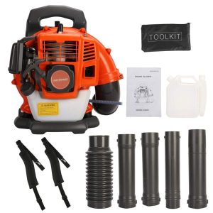Zksm 52-CC 2-Cycle 500-CFM Gas Powered Backpack Leaf Blower with 5 Blowing Nozzles & 2 Straps,Orange