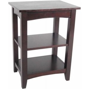 Alaterre Furniture Shaker Cottage 2-Shelf End Table, Transitional Cottage Styling, Espresso Finish