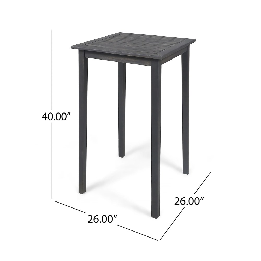Noble House Polaris Outdoor Acacia Wood Bar Table in Dark Gray - Image 2