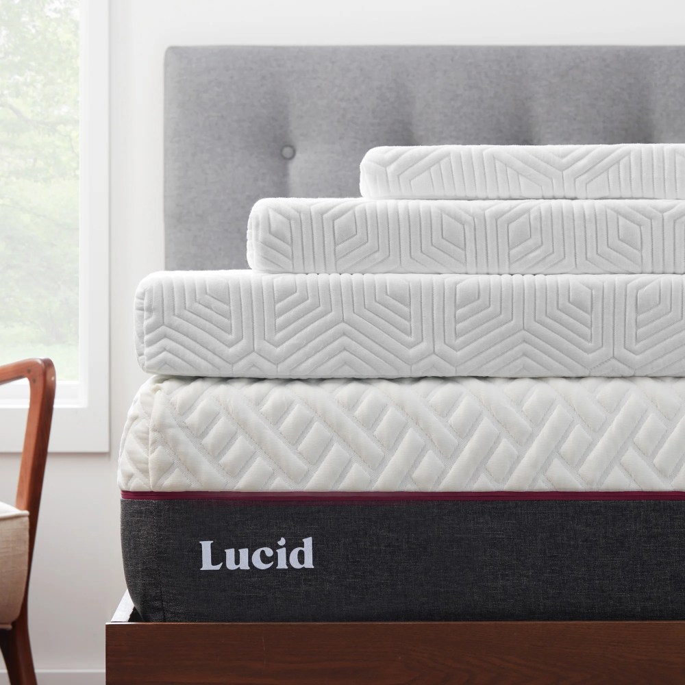 Lucid 2" Gel Memory Foam Mattress Topper, Queen - Infused with Cooling Gel and Aloe, Washable Cover - Image 2