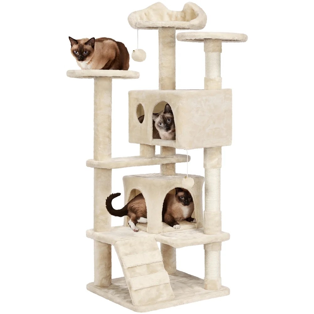 Renwick 54"H Cat Tree Tower Condo with Condos & Scratching Posts, Beige - Image 9