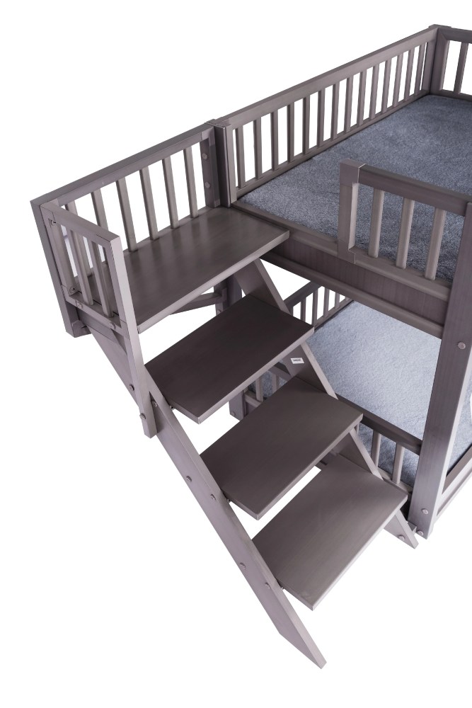New Age Pet ECOFLEX Aspen Dog Bunk Bed in Grey, Two Memory Foam Cushions - Image 3