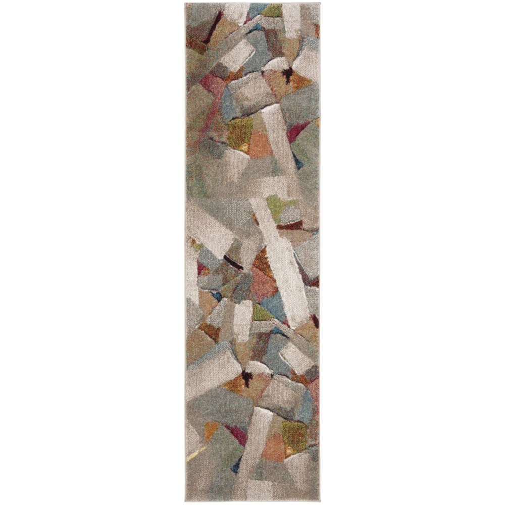 SAFAVIEH Porcello Harding Abstract Brush Strokes Area Rug, Grey/Multi, 4" x 6" - Image 3