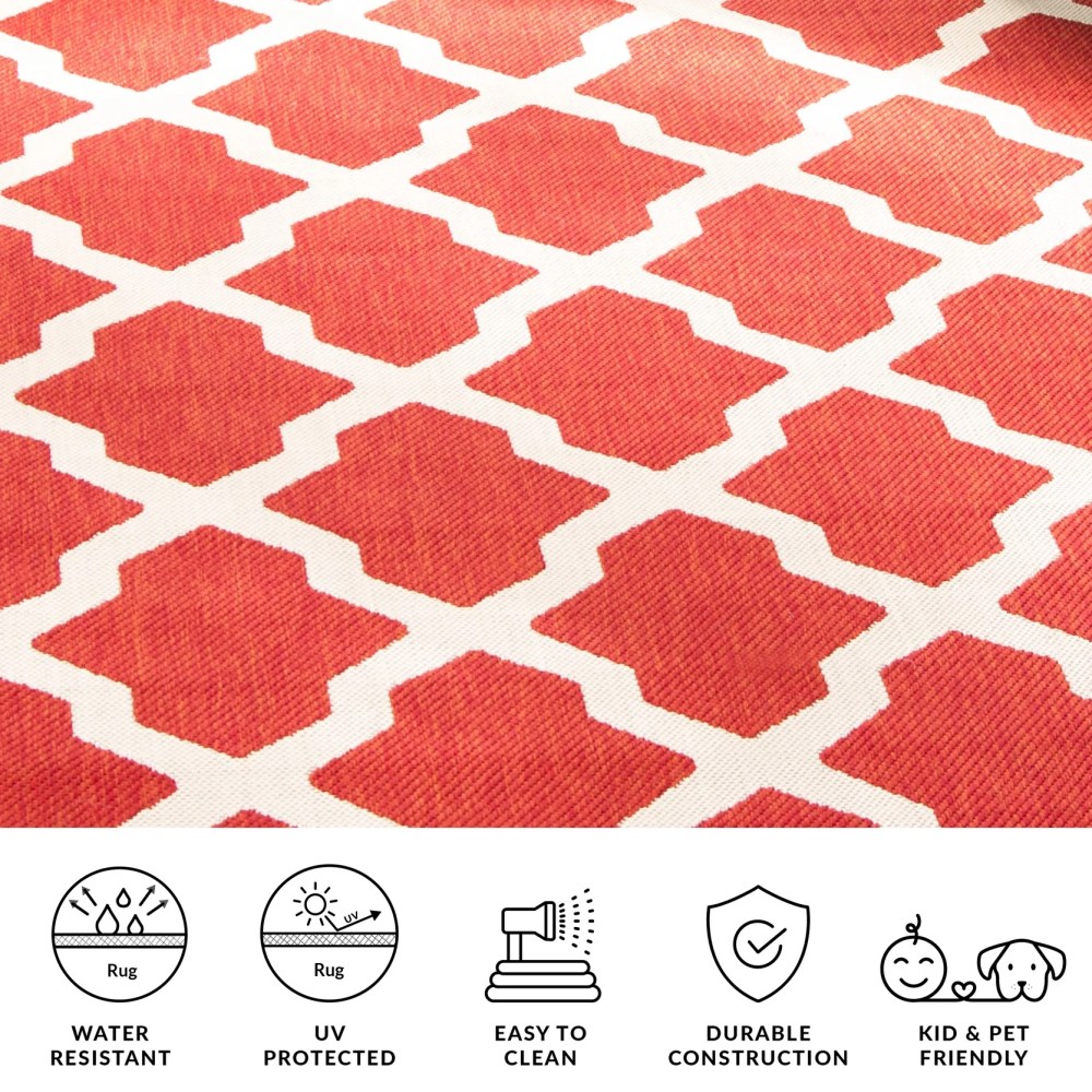 Safavieh Courtyard Amber Geometric Indoor/Outdoor Area Rug, Red/Bone, 6'7" x 9'6" - Image 12