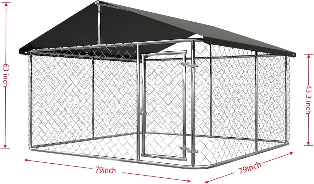 Jane Stone Outdoor Dog Playpen 79" x 79" x 65" Heavy Duty Dog Kennel House Mesh Dog Big Cage Pet Kennel Steel Fence with Secure Lock - Image 5