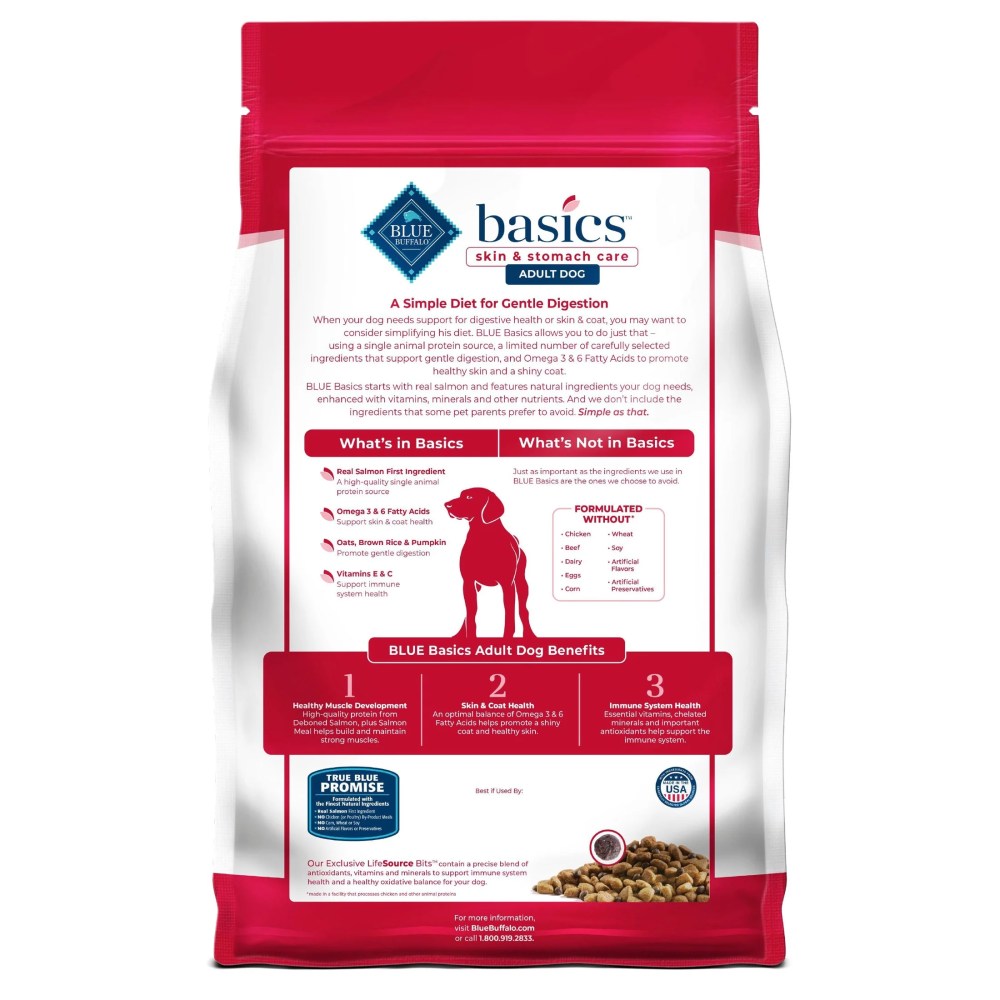 Blue Buffalo Basics Adult Dry Dog Food, Salmon, Chicken Free, 24lbs Bag - Image 8