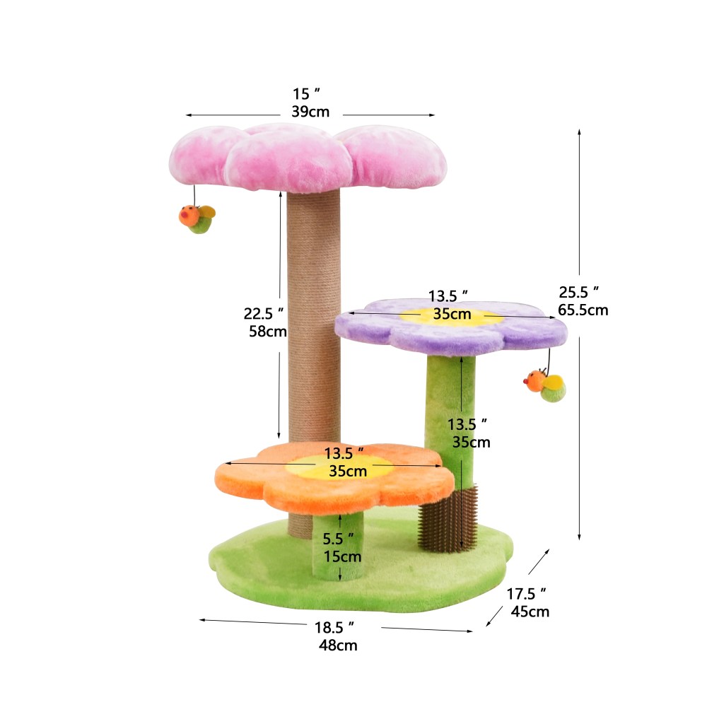 Vibrant Life 4-Level 26" Floral Style Cat Tree with Perches, Scratching Post, Multi Color - Image 7