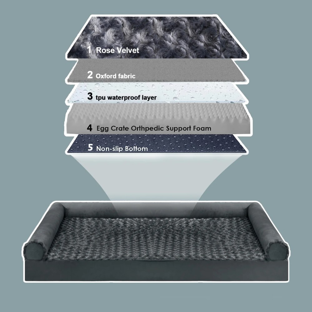 PayUSD XL Dog Beds Waterproof Orthopedic Dog Bed for Extra Large Dogs Non-Slip Bottom and Egg-Crate Foam Big Dog Pet Couch Sofa with Washable Removable Cover - Image 2
