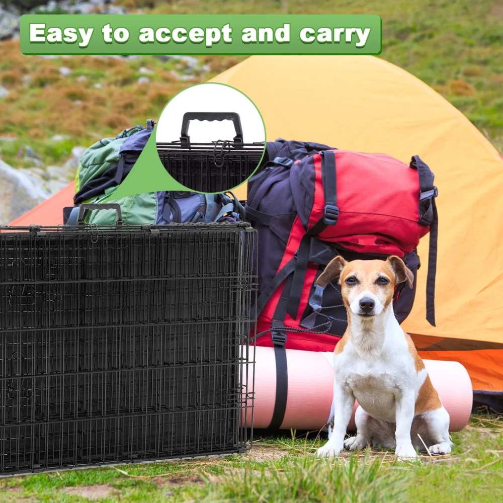 BestPet Folding Dog Crate with Divider and Tray, 42"L - Image 3