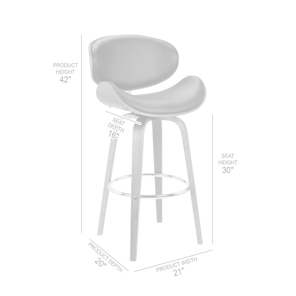 Armen Living Indoor Solstice Adjustable Black Faux Leather Swivel Barstool With Black Powder Coated Finish and Gold Accents - Image 4
