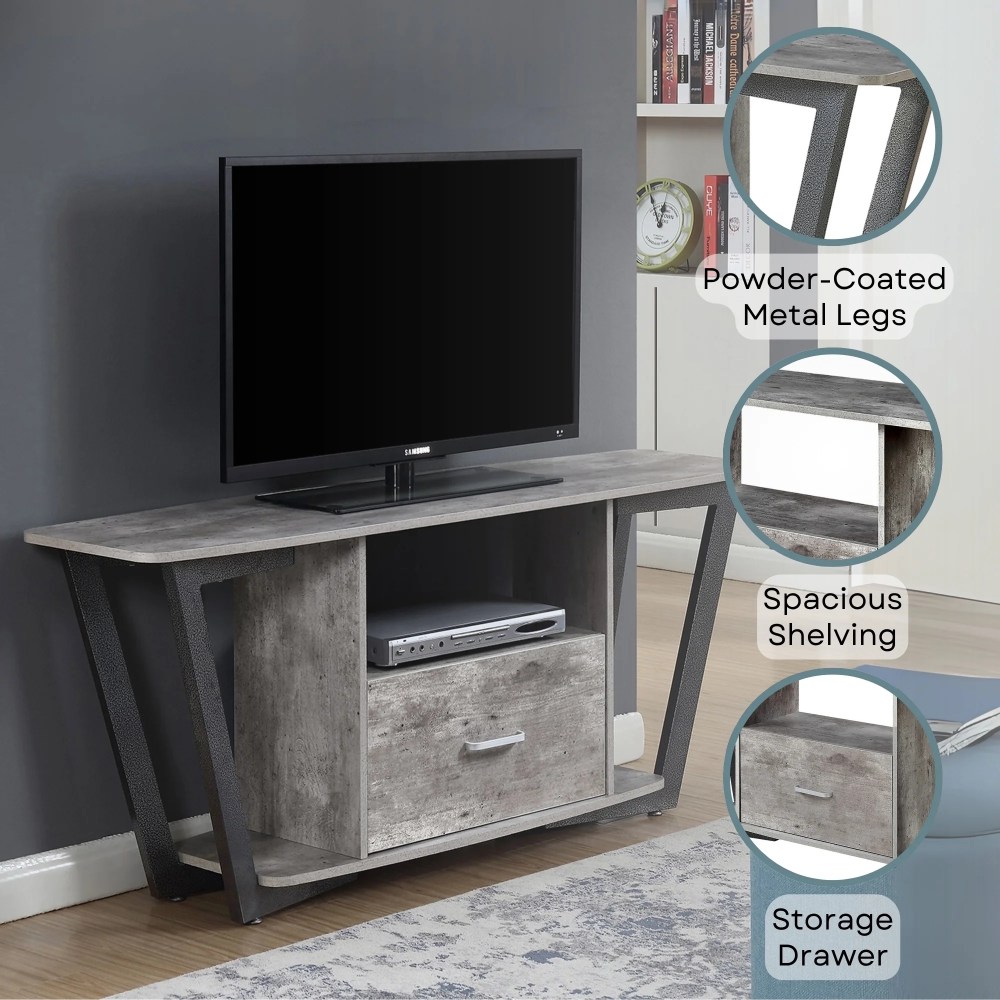 Convenience Concepts Graystone 1 Drawer TV Stand with Shelves for TVs up to 65 Inches - Image 4