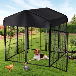 Dog Kennel,  DOMIPET Large Dog Kennel for Outdoor,  4ft x 4.2ft x 4.5ft Heavy Duty Pet Crate with Oxford Cloth Roof