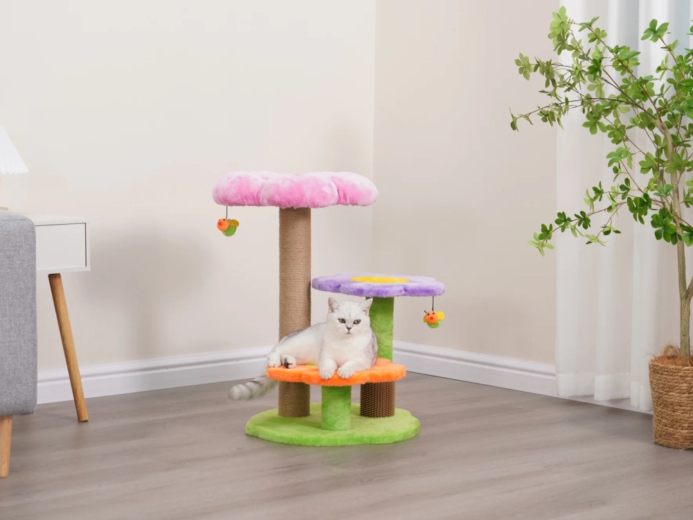 Vibrant Life 4-Level 26" Floral Style Cat Tree with Perches, Scratching Post, Multi Color - Image 8