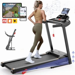 3.5HP Folding Treadmill with 3-Level Adjustable Incline, 7.5mph Speed Running Machine, Treadmill 300 lb Capacity, 71 Programs, Walking Running Treadmill with LED Display for Exercise