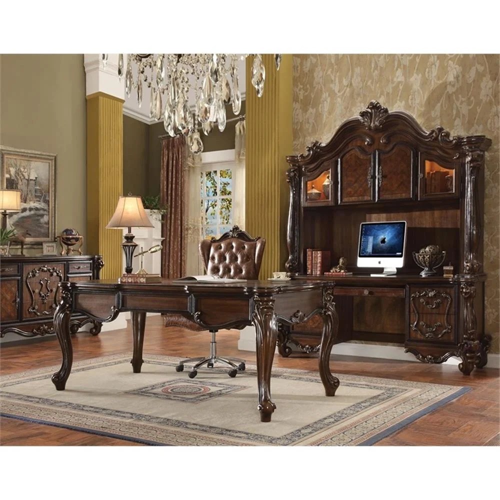 Acme Versailles Executive Office Chair Two Tone Light Brown Synthetic Leather & Cherry Oak - Image 2