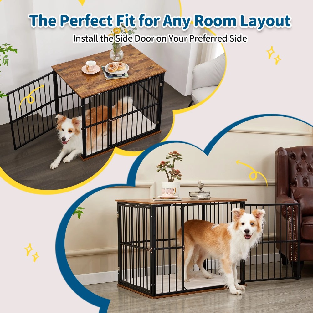 Made4Pets Medium Wooden Dog Crate Furniture with Washable Cushion for Dogs - Image 2