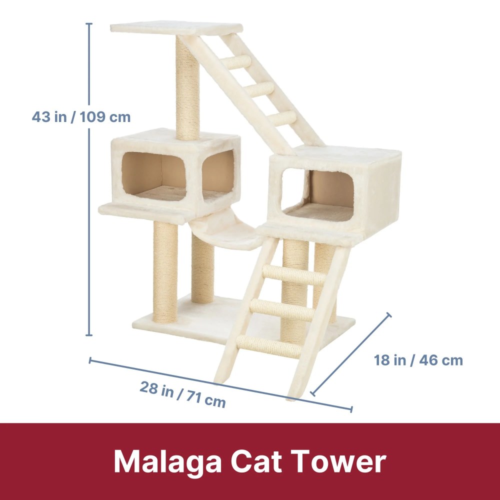 TRIXIE Malaga Sisal 3-Level 43" Cat Tree with Scratching Posts, Condos & Ladders, Beige - Image 5