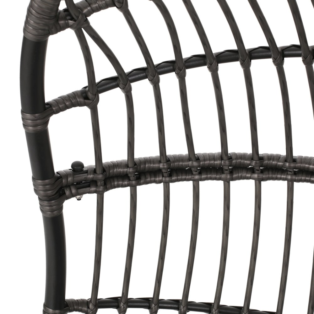 Meridan Outdoor Wicker Hanging Chair (No Stand), Dark Gray, Gray - Image 2