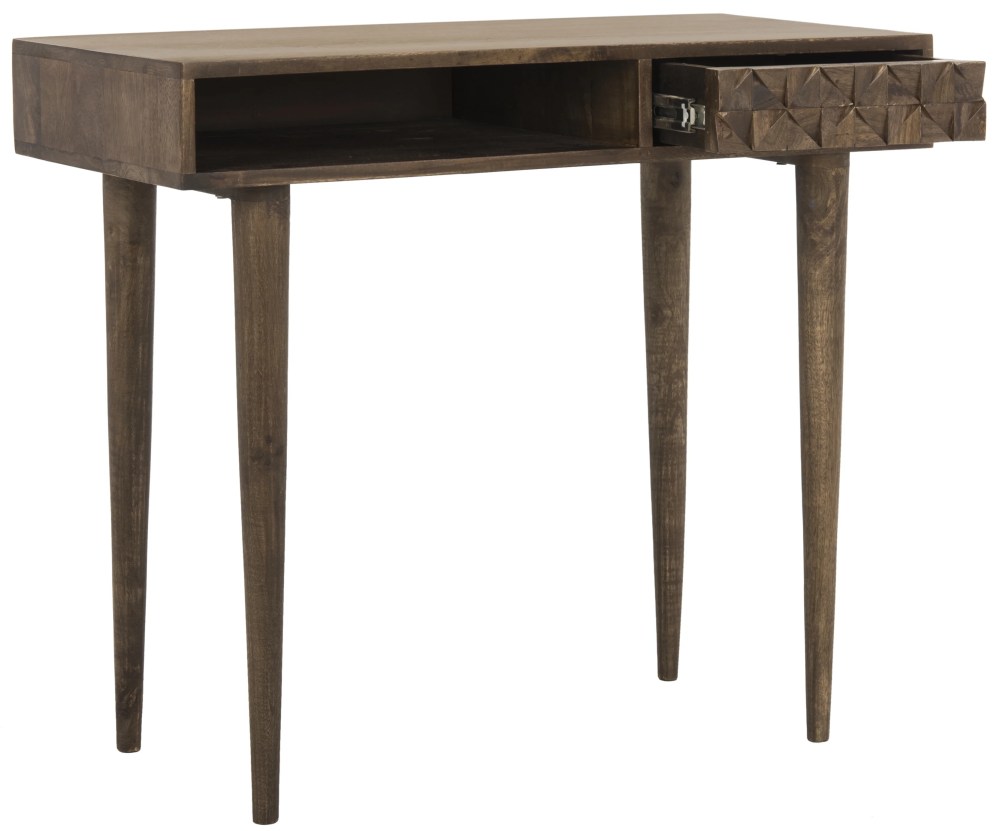SAFAVIEH Zinnia Modern w/ Drawer Writing Desk, Walnut - Image 4