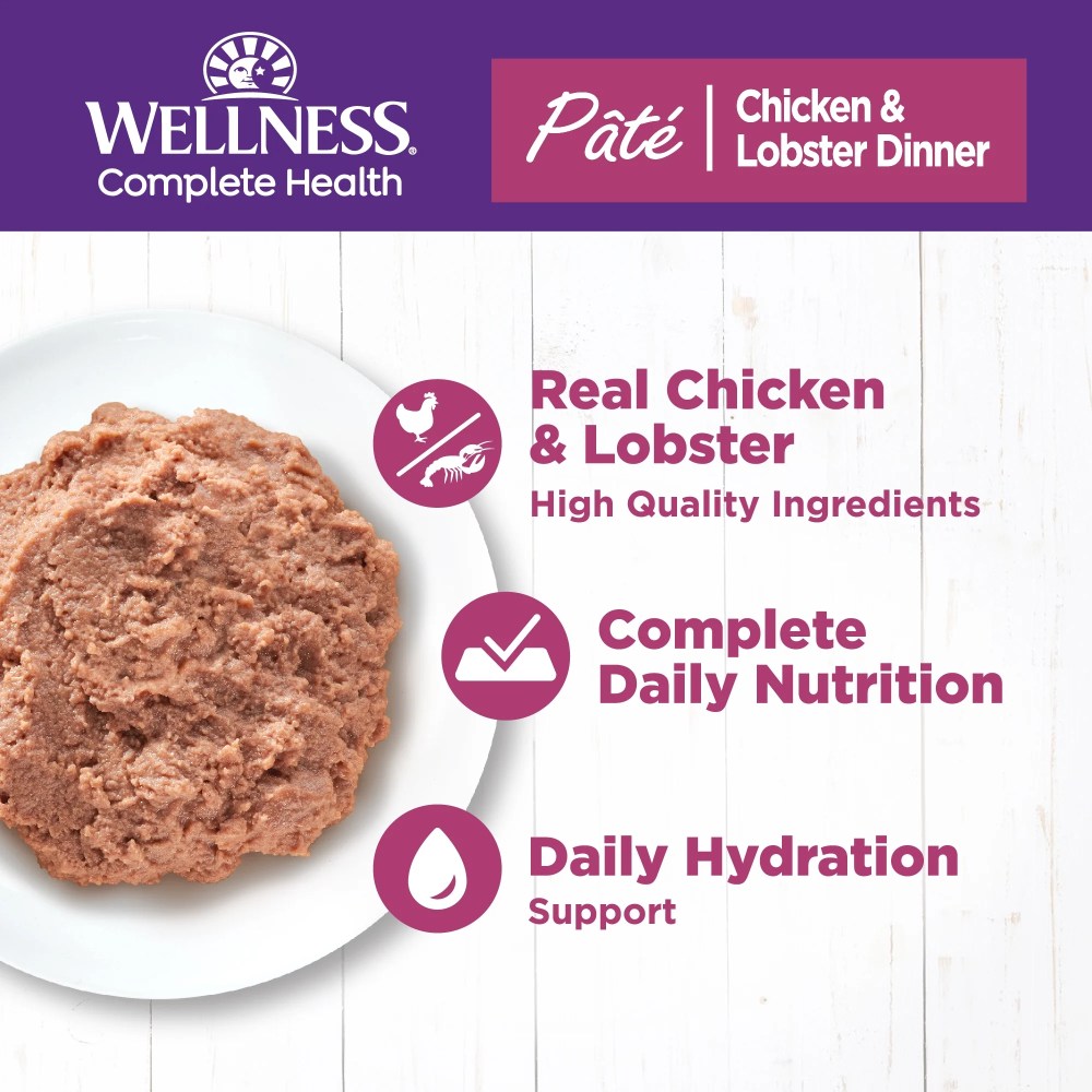 Wellness Complete Health Pate Adult Wet Cat Food, Natural, Protein-Rich, Grain Free, 12.5 Ounce, 12 Pack, (Chicken & Lobster) - Image 7