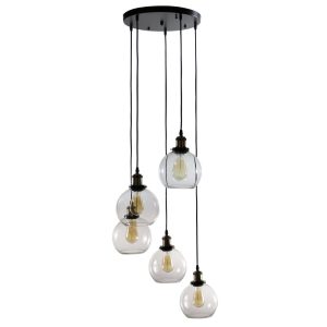 Warehouse of Tiffany Deeni Edison 5-light Adjustable-length Pendant Silver Tint Lamp