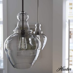 Hunter - Maple Park 1-light Noble Bronze, Medium Size Pendant Light, Dimmable, Casual Style, Bell Shaped, for Bedrooms, Dining, Living Rooms - 19566