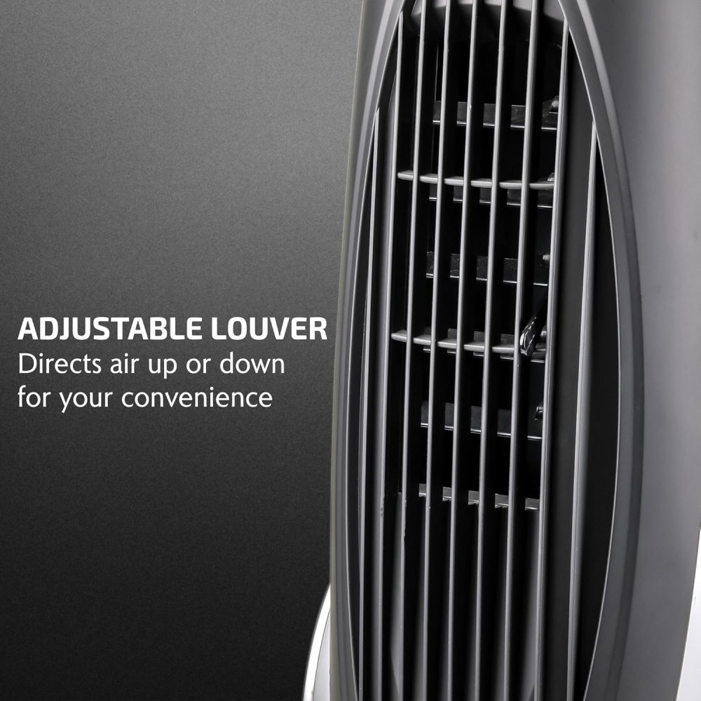 OVENTE Oscillating Tower Fan with Remote Control, 3-Speed LCD Panel & 8H Timer, 30.5" Quiet & Bladeless Indoor Standing Floor Fan, Blows Cold Air for Home, Bedroom, Living Room or Office, Silver - Image 5