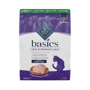 Blue Buffalo Basics Dry Cat Food Skin & Stomach,  Turkey & Potato,  Chicken Free,  11lb Bag